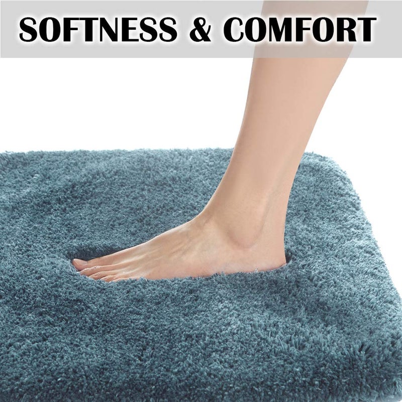 Suchtale Bathroom Contour Rug Non Slip Bath Mat Water Absorbent Soft Microfiber Shaggy Bathroom Mat Machine Washable Bath Rug for Bathroom Thick Plush U Shape Toilet Rug (20 x 24, Slate) - Image 4
